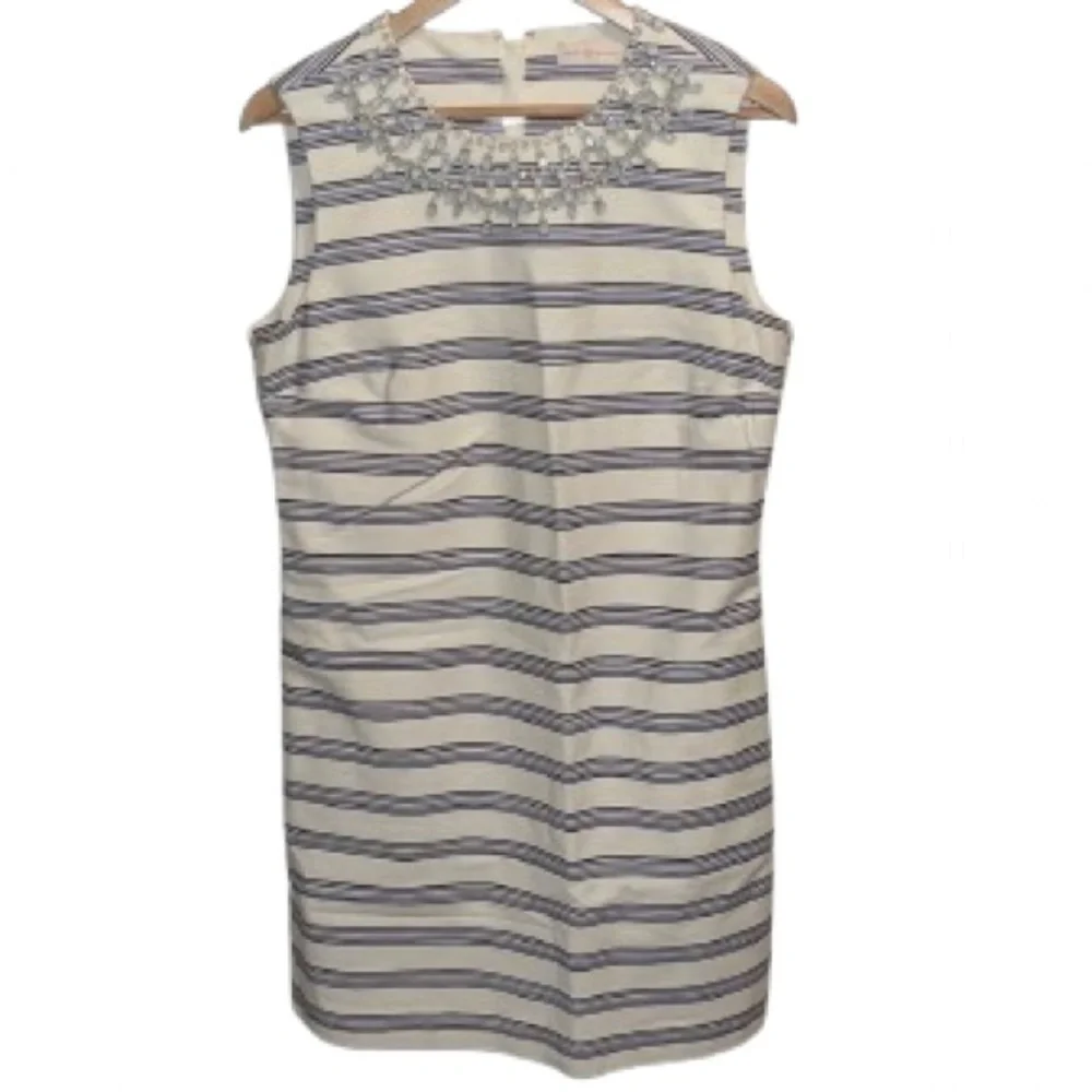 Tory Burch Kaylin embroidered embellished beaded collar shift dress size 12